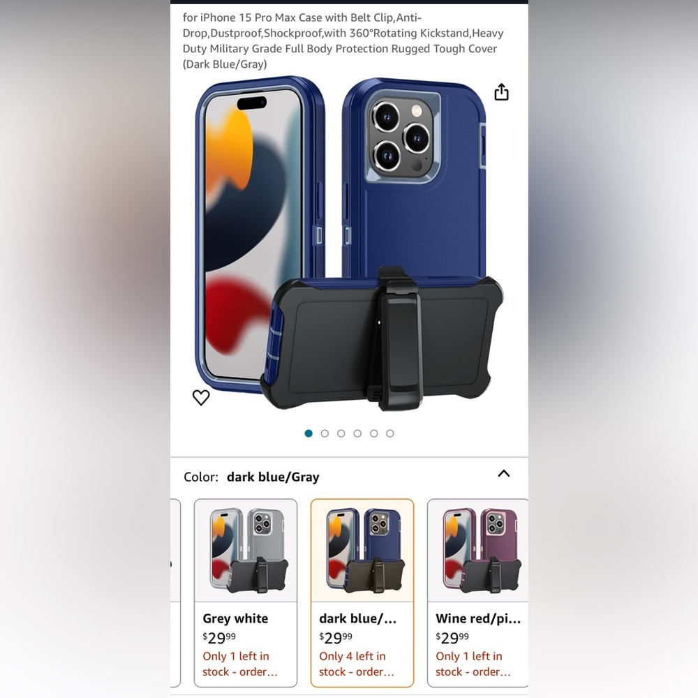 dark blue iphone 15 pro max case